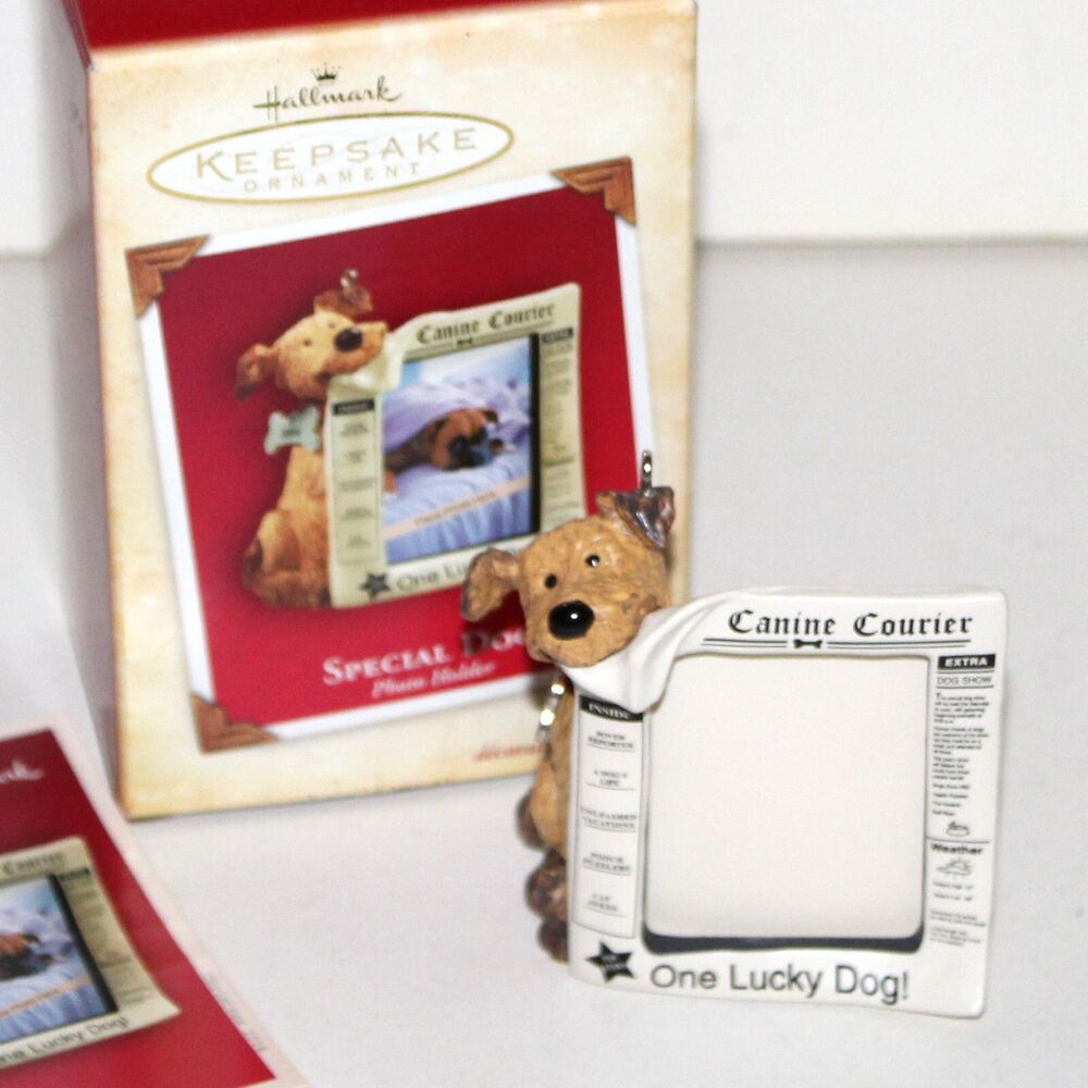 Hallmark Keepsake Ornament Special Dog pet Photo Holder newspaper 2004 Christmas